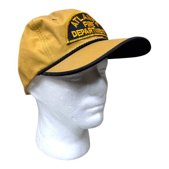 Atlanta Fire Department Vintage Baseball Cap Large Rope Rim Mustard Yellow - Picture 6 of 8